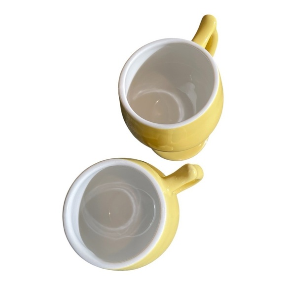 Caribe Puerto Rico vintage mugs, set of 2, atomic yellow, pedestal, diner mugs - Picture 2 of 6